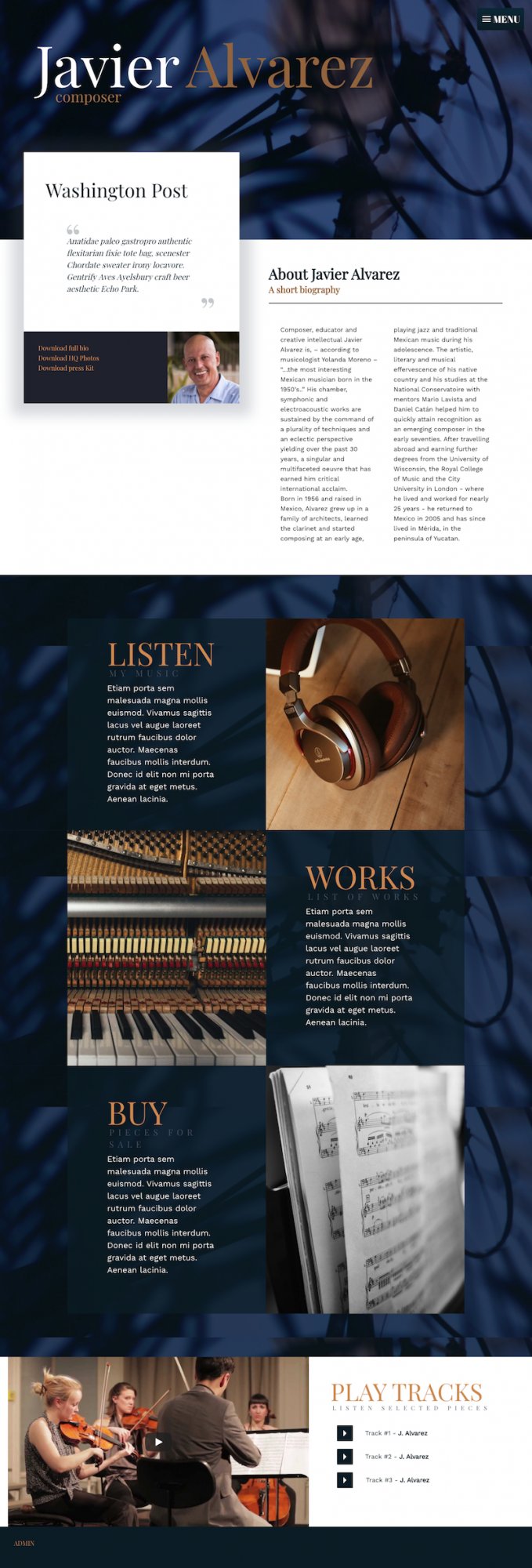 Javier Alvarez website, online digital store, music website for musician, composer, artist
